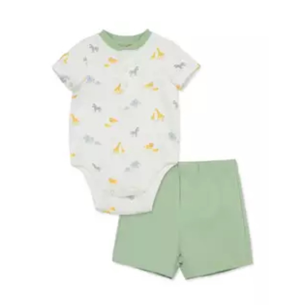 Carter's Safari  Print Baby Bodysuit Set - Green and White